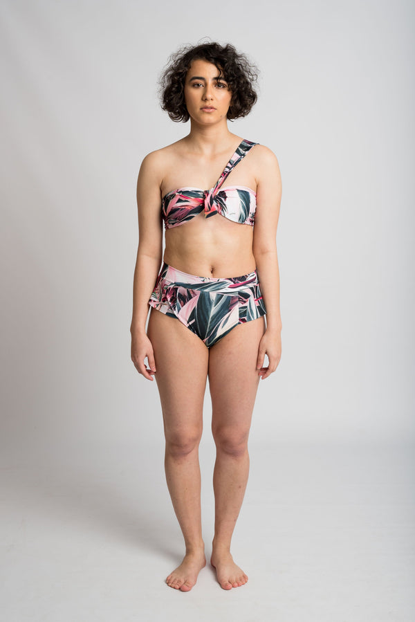 Ethical and sustainable swimwear for women xxs to plus size, recycled ECONYL one shoulder bikini ethically made in Australia.